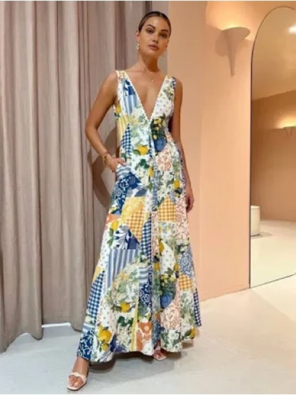 Commense Floral Patchwork Maxi Dress - NWT, size small
